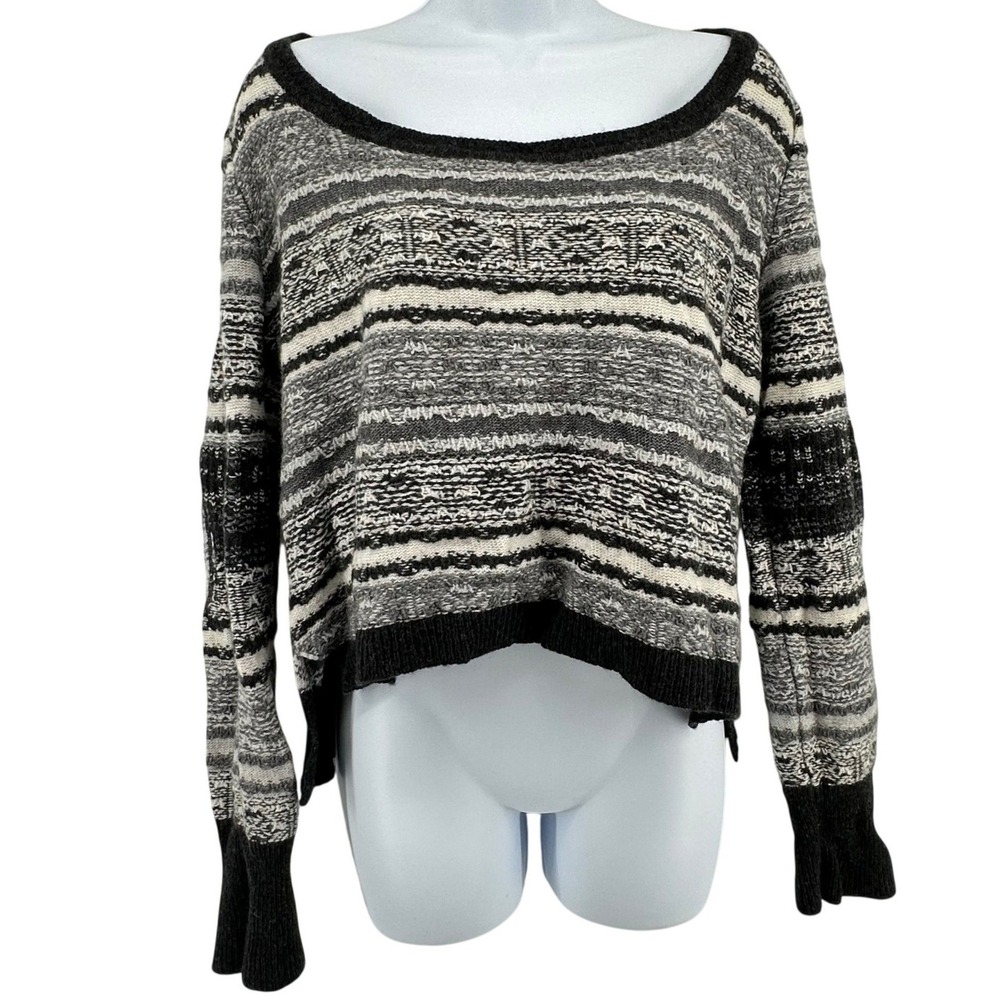 Free People Sweater Fair Isle Wool Cashmere Cropped Pullover Boho Nordic Women L - Picture 3 of 10